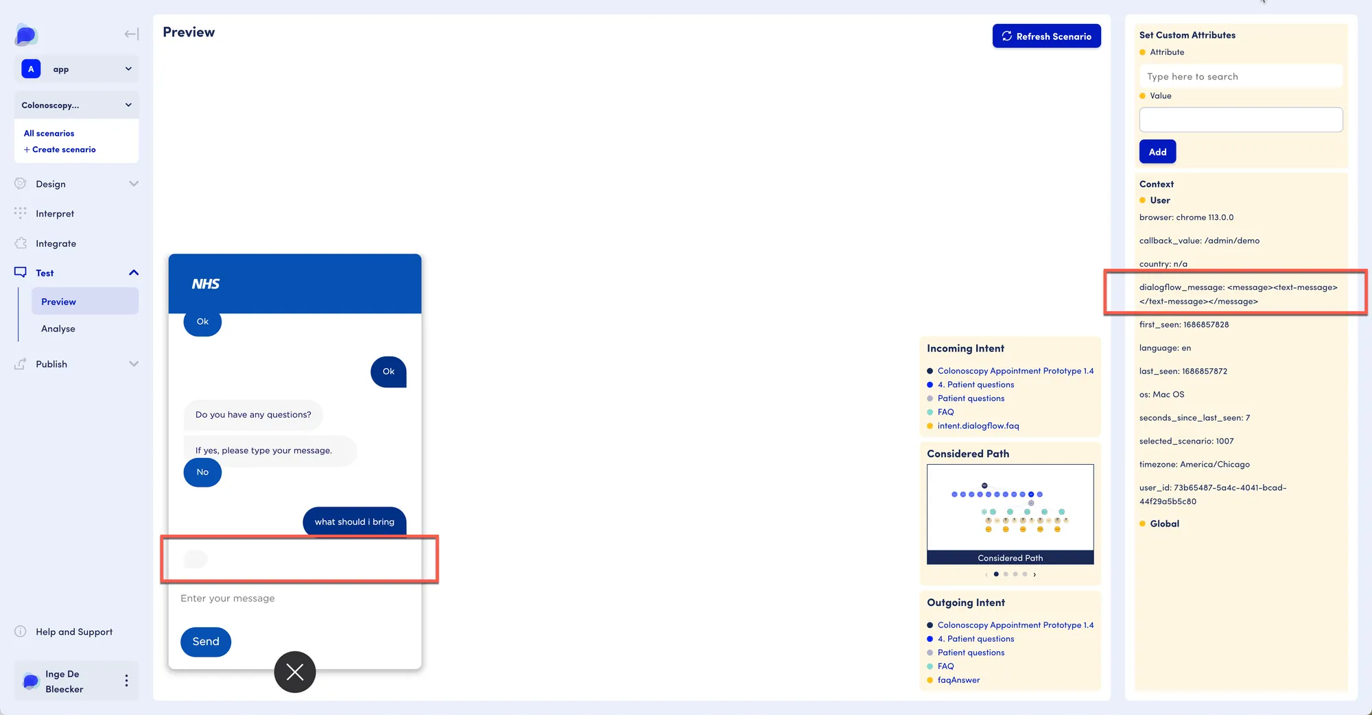 Preview screen showing empty KB answer