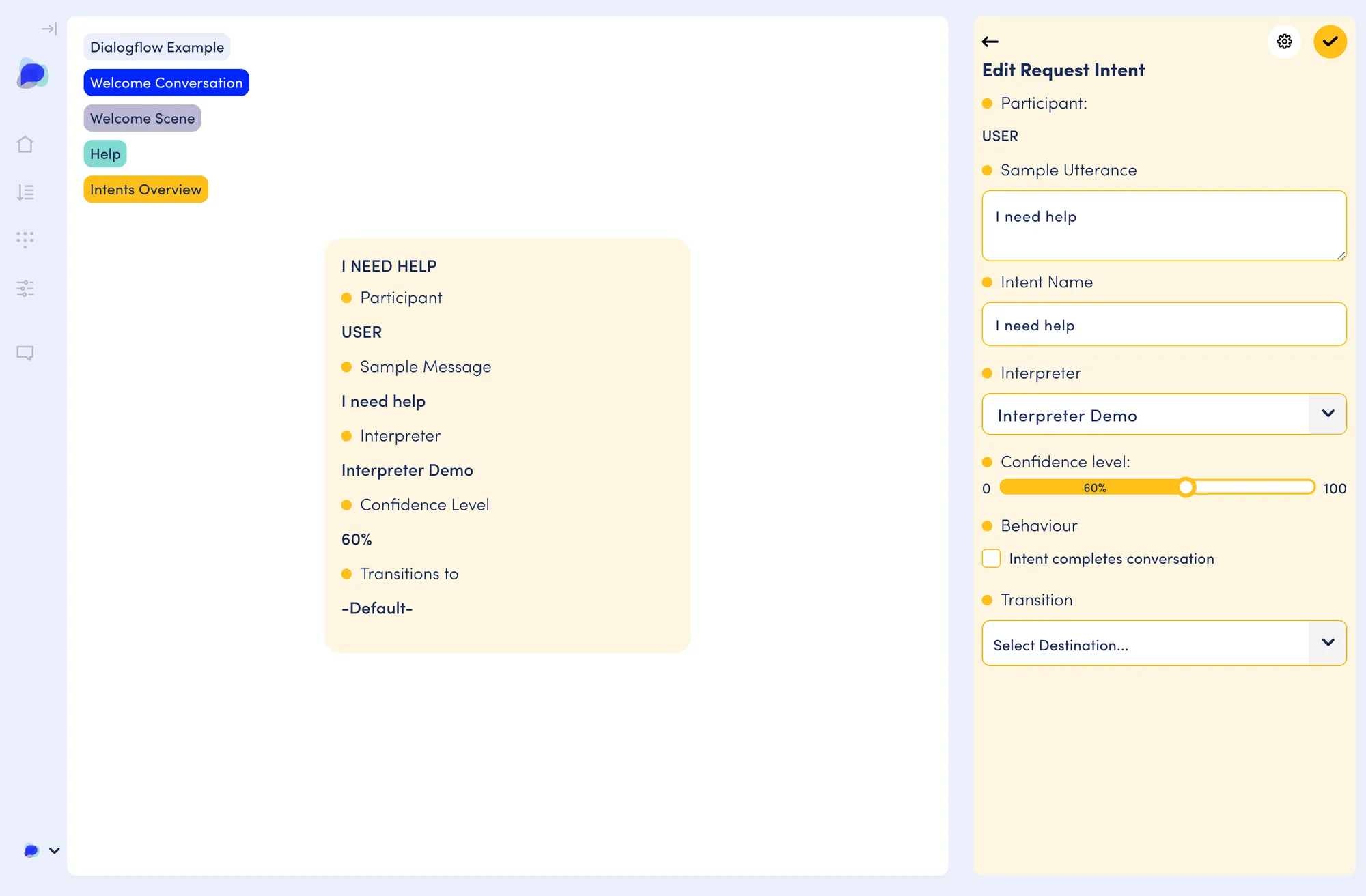 Configuring an intent to use our DF Interpreter