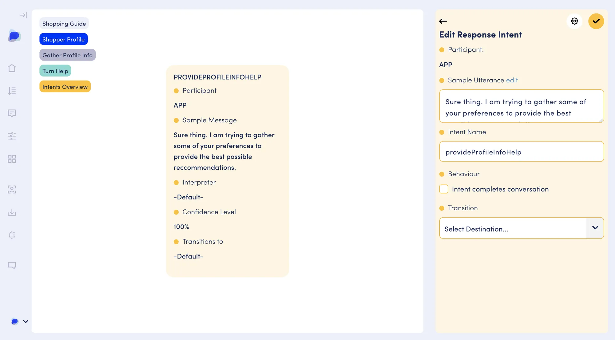 Provide help intent settings