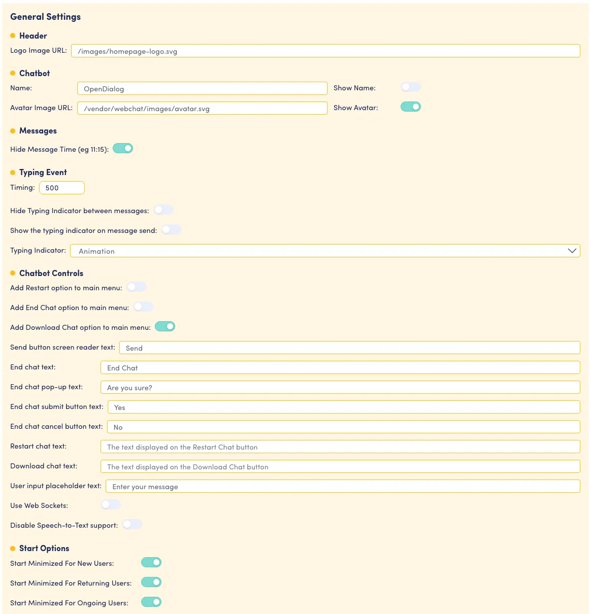 The General settings